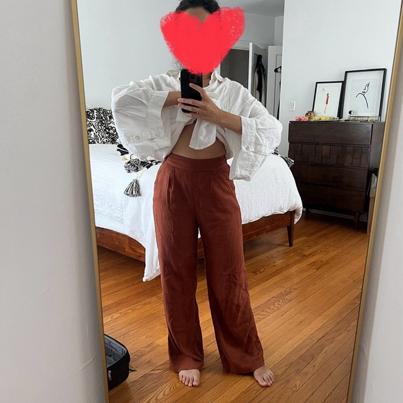 A&F Wide Leg Linen Pants in Orange Spice - Picture 5 of 5